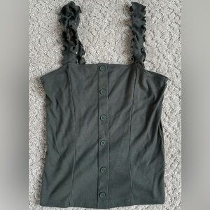 Aeropostale Ruffled Strap Tank Top - Green